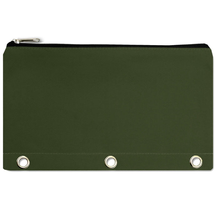 wholesale three ring pencil case in color green 