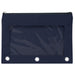 wholesale three ring pencil case with window in color navy 