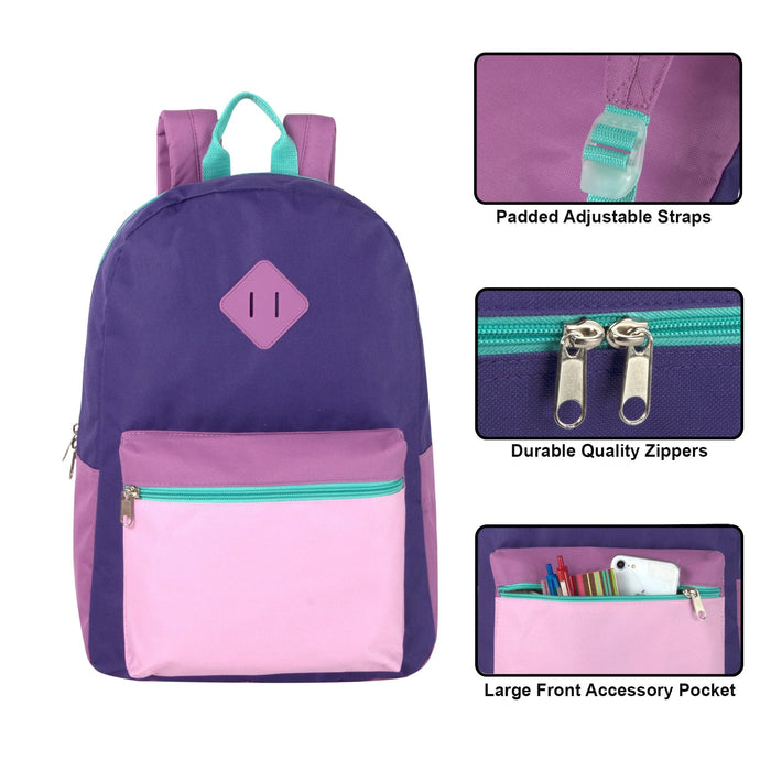Wholesale 17 Inch Multi Color Backpack - 4 Girls Colors