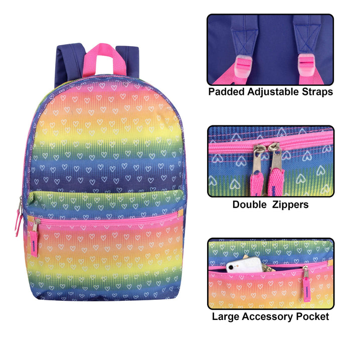 Wholesale 17 Inch Printed Backpacks - Girls