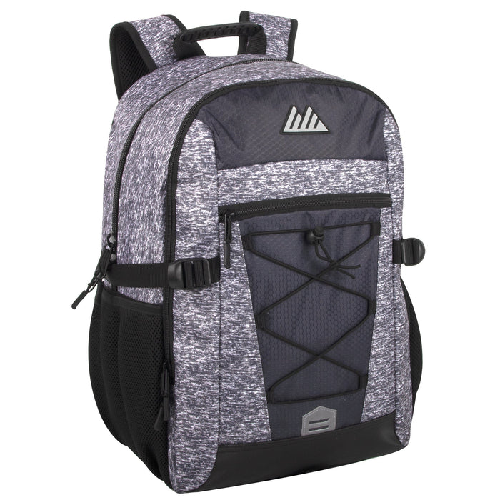 19 Inch Mountain Edge Heather Bungee Cord Backpack With Padded Laptop Section - BagsInBulk.ca