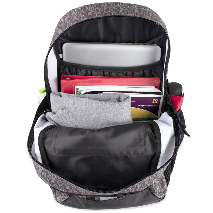 19 Inch Mountain Edge Heather Bungee Cord Backpack With Padded Laptop Section - BagsInBulk.ca