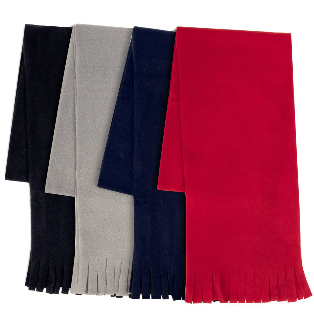 Wholesale Adult Fleece Scarves 60" x 8" With Fringe - Assorted Colors