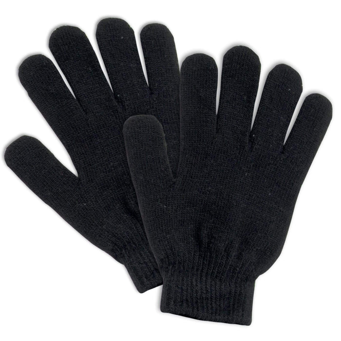 Adult Knitted Gloves - Black - BagsInBulk.ca